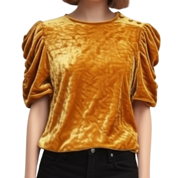 SEZANE Coralie Crushed Velvet Top - Picture 1 of 9